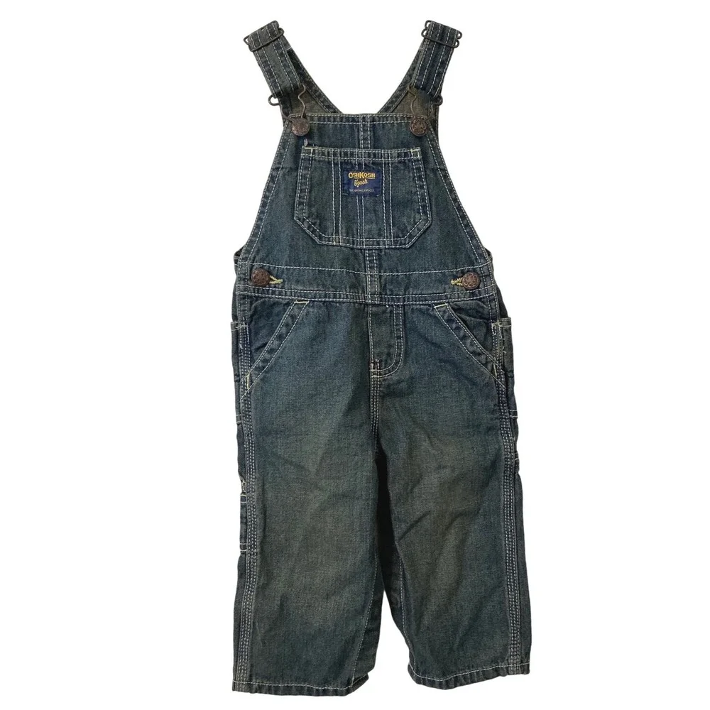 2000s OshKosh Bgosh Vestbak Denim Carpenter Overalls Blue 12 Months 424-044‎